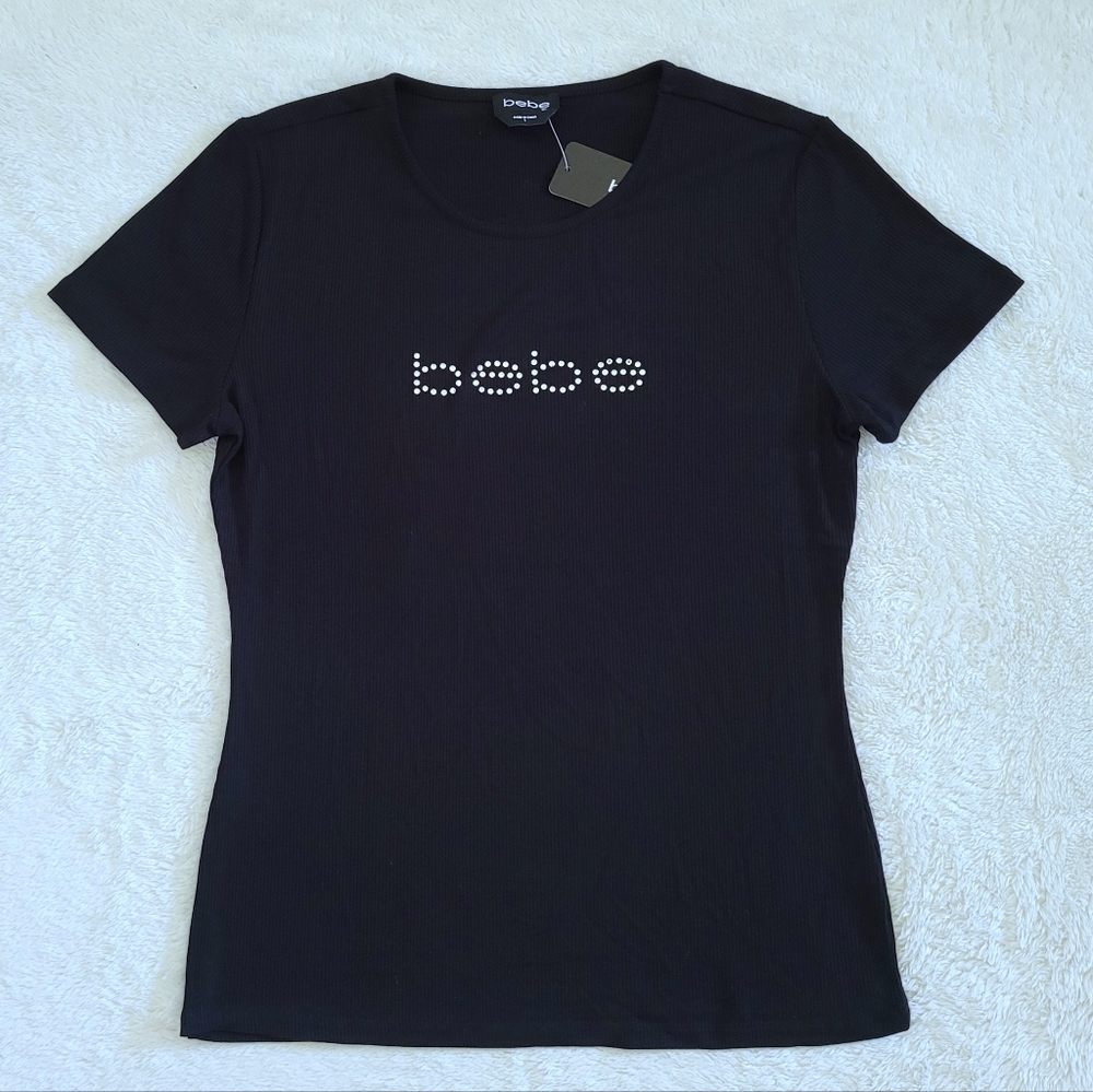 bebe Black🖤 Ribbed Top with Clear Rhinestones💎 - NWT - Picture 9 of 14